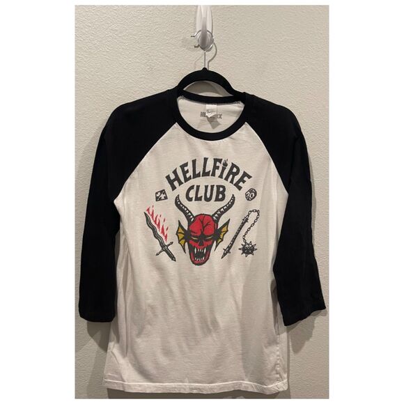 NETFLIX Stranger Things Hellfire Club Classic 3/4 Sleeve Shirt - Picture 1 of 3